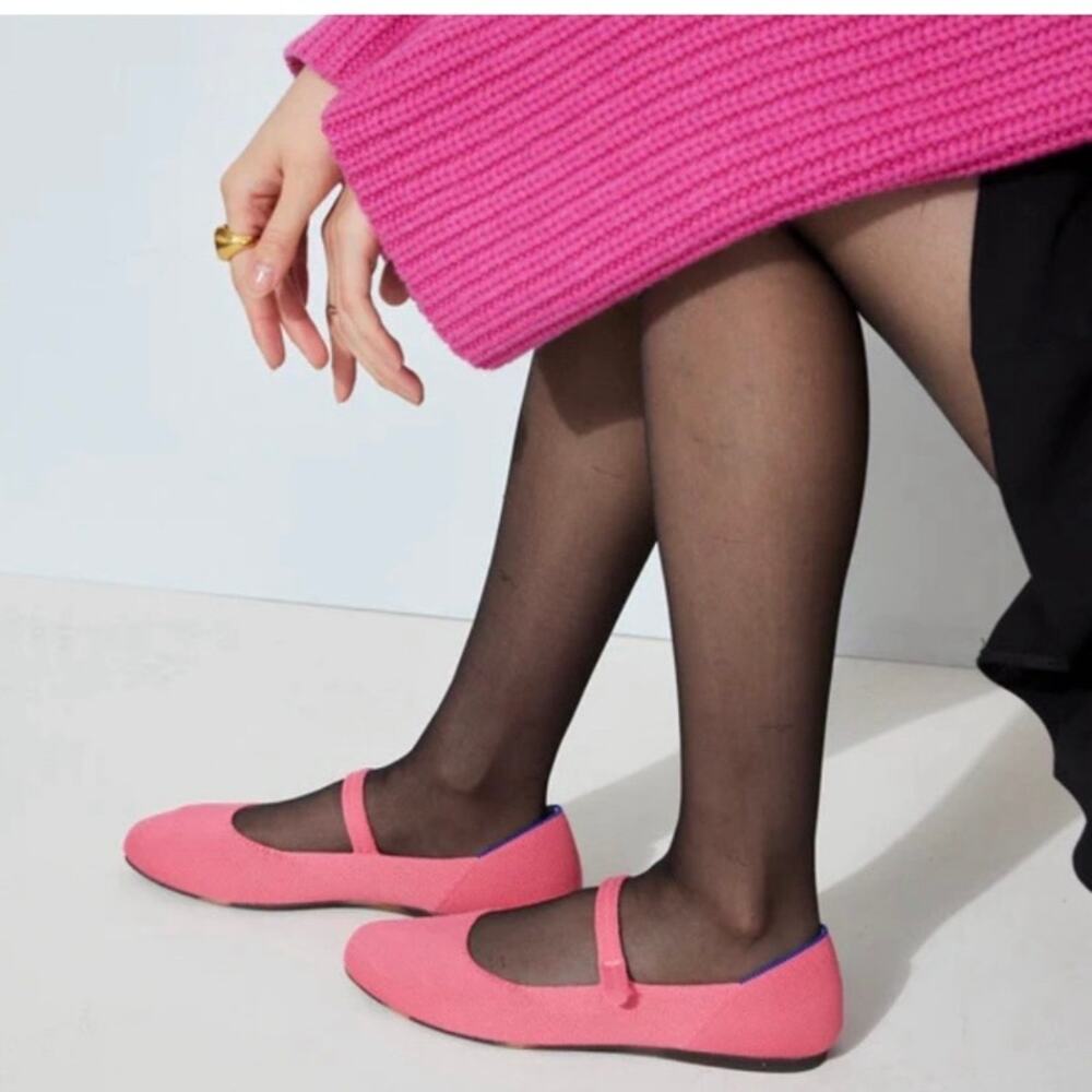 Rothyβs Sz 7 The Square Mary Jane Flats in Pink Tortoise Print Outsole